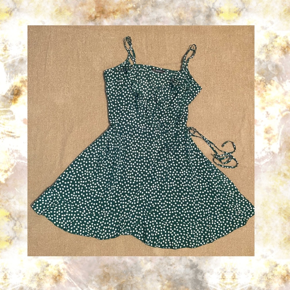 Ditsy Floral Ruffle Trim Wrap Hem Sundress